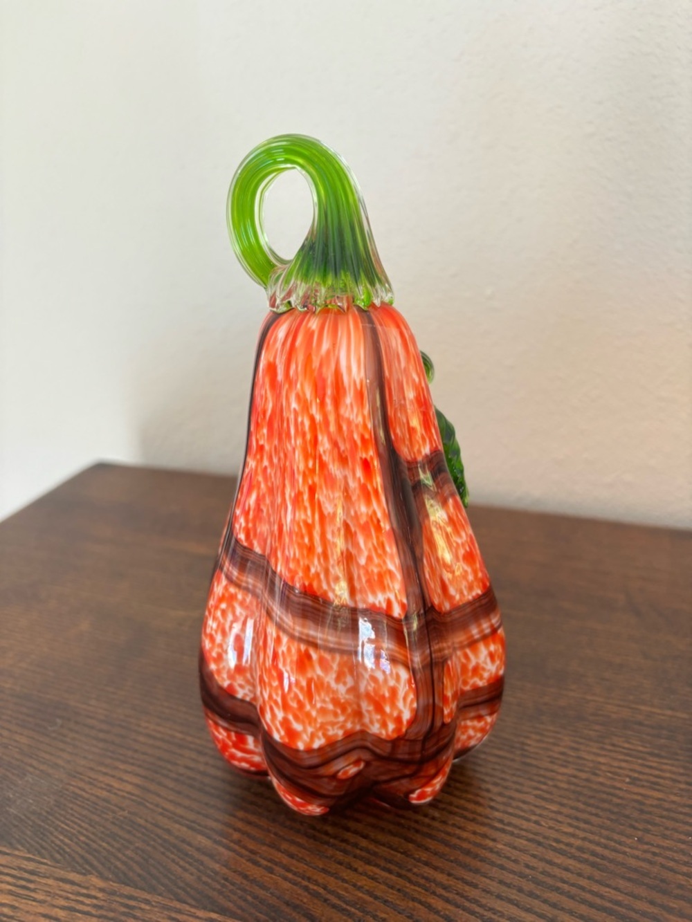 hand-blown orange and red mosaic glass gourd by Global Village Glass - Picture 4 of 8